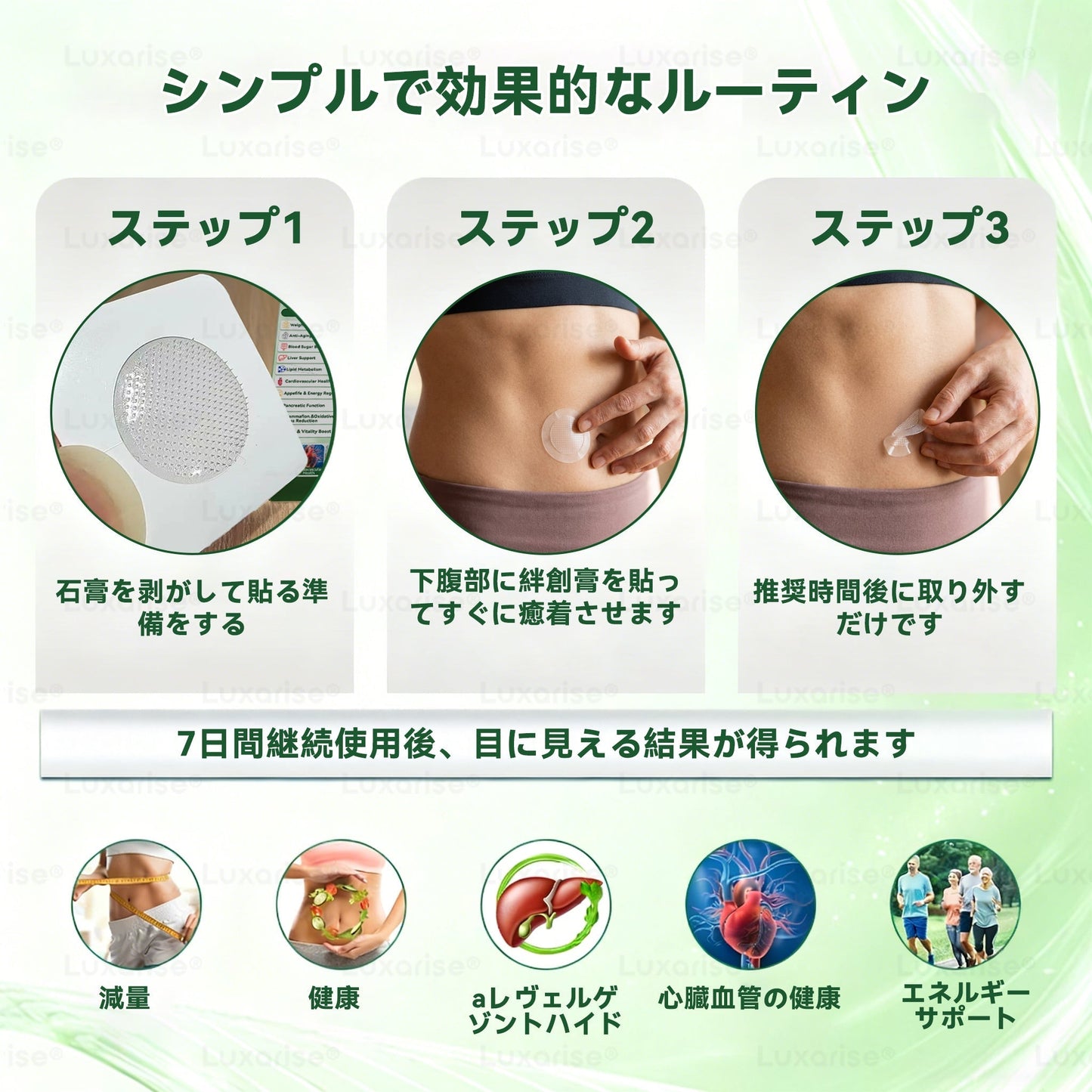 【お腹の脂肪・ポッコリ対策に】Luxarise® 👩‍⚕️🍎モリンガ＆ベルベリン 10-IN-1 高機能ナノマイクロニードルパッチ（1日1回、7日で変化を実感） 肥満・糖尿病・睡眠時無呼吸症候群・関節の悩み向け